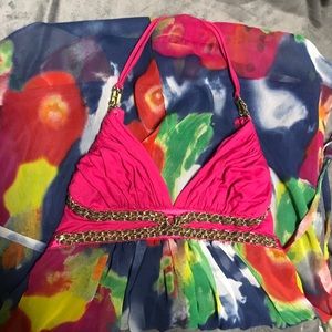 Boutique Chiffon Tie-Halter Empire Dress LIKE NEW!